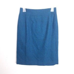 Vintage Norton McNaughton Pencil Skirt 6P Wool Blend Houndstooth Blue Black